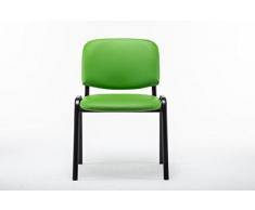 CLP Sedia Visitatore KEN Imbottita | Sedia Attesa Imbottita in Similpelle | Sedia Impilabile con Portata Max 120 kg | Sedia Classica con Telaio in Metallo, 4 Gambe | Sedia Conferenza verde
