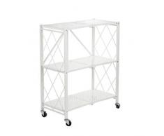 XMZFQ Carrello da Cucina Pieghevole 3-Tier Carrello da Lavoro Pieghevole Pieghevole Organizer Carrello da Portata con Ruote di bloccaggio per Cucina, Alberghi, Ristoranti,White