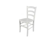 Tommychairs - Sedia modello Venezia per cucina bar e sala da pranzo, robusta struttura in legno di faggio laccata bianco e seduta in legno