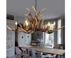 EFFORTINC Antlers epoca lampadari stile leggero resina 6, americani lampadari campagna corna rurali, soggiorno, bar, caffetteria, sala da pranzo cervi lampadari in corno