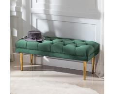 Wahson Panca Imbottita Fondo Letto Panchina Ingresso Moderna con Gambe Dorate, Panca Verde in Velluto per Camera da Letto/Interno