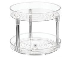 iDesign Organizer cucina a 2 livelli, Portaspezie girevole in plastica priva di BPA, Porta spezie ideale anche per conserve e altri utensili, trasparente