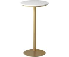 Tavolo da Cocktail Moderno in Marmo, Tavolo da Bar, Tavolo da Bar Rotondo Industriale, con Struttura in Ferro Verniciato Dorato, Altezza del Tavolo Alto da Bar Ristorante Bistrot Cucina Fami