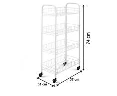 Ducomi Rack Deluxe - Carrello Cucina Salvaspazio a 4 Ripiani - 74 x 31 x 31 cm - Carrellino Portatutto in Acciaio Inox con Ruote per Bagno e Dispensa - Scaffale Portafrutta Portavivande Multiuso con Cassetti Regolabili anche per Cameretta Bambini