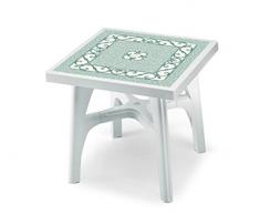 TAVOLO SCAB QUADRATO BIANCO DECORO TOP FERRO BATTUTO 1810 CM 80x80
