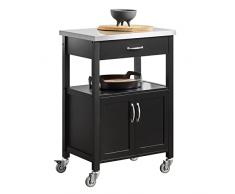 SoBuy Carrello cucina con cassetti Credenza cucina con ruote moderno Mobiletto cucina salvaspazio L60*P45*A92 cm (FKW22-SCH)