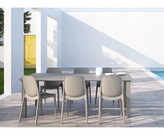 Ideapiu Tavolo da Giardino Motivo a doghe, in Tecnopolimero, Allungabile da 170 A 220Cmx100Pfx75H. Colore: Tortora