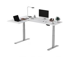 FLEXISPOT E3L+180 * 120cm Scrivania Elettrica a Forma di L Scrivania Regolabile in Altezza con 2 Motori ha 3 Sezioni Scrivania ad Angolo (Grigio)