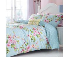 Tende Shabby Chic Pieghettate Rosa Blu Floreali Foderate 167 x 183 cm