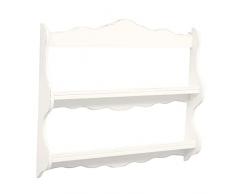 Biscottini Piattaia Country in Legno massello di Tiglio Finitura Bianca Anticata L84xPR12xH68 cm Made in Italy