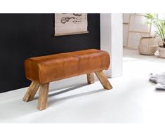 WOHNLING Design Accendere Bock Sedile in Pelle Marrone 90 x 30 x 43 cm | Girare Panca in Pelle Sgabello | panchina Sgabello spogliatoi Sgabello Panca Ginnica