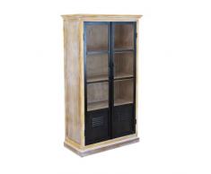 Milani Home s.r.l.s. vetrina in Legno e Metallo per Salotto Soggiorno Cucina di Design Industrial cm 72 x 35,5 x 130,5 h