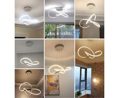 45W LED Lampada a sospensione Dimmerabile con telecomando Moderno Arte Luce pendente per Soggiorno Cucina Tavolo della sala da pranzo Bar loft Camera da letto Ufficio Studia Lampadario (Bianca D70CM)