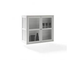 ARHome Vetrinetta Pensile, 100 x 35 x 94, Sospesa per Soggiorno, Bianco Frassinato, Made in Italy