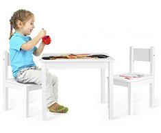 Leomark Yeti Tavolo e 2 sedie in Legno, tavolino Set da cameretta per Bambini, Gioco di Gruppo in Classe, mobili per Bambini, Stanza dei Bambini mobili Alta qualità Stabile, Tema: Car Bolide