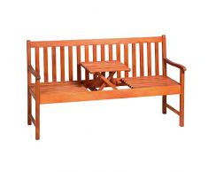 Casaria Panca da Giardino Resistente incl. Tavolo Pieghevole in Legno di Eucalipto FSC® 153x57x90cm Panchina 3 Posti