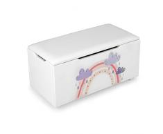 COSTWAY Cassapanca per Bambini in Legno, Panca 2 in 1 per Bambini con Coperchio Rimovibile, Organizer per Bambini per Soggiorno, Cameretta e Nido, 75 x 36 x 38 cm (Bianco)