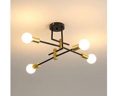DAXGD Lampadario industriali, Plafoniera soffitto vintage E27 Diametro 70 cm, Lampadari Sputnik moderni 4 luci per Camera da letto, Cucina, Corridoio (Lampadina non inclusa)