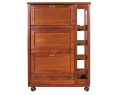 LIBEROSHOPPING.eu - LA TUA CASA IN UN CLICK Carrello mobiletto da Cucina con Ruote Ante a ribalta e portabottiglie Laterale Legno (Noce)