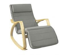 SoBuy Sedia a Dondolo Poltrona Relax reclinabile Chaise Longue Grigio FST16-DG