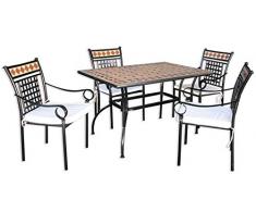 Salone-negozio-online Set STILNOVO Tavolo 120X80XH72 con Mosaico con 4 POLTRONE SEDIE ARREDO Esterno