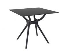 CLP Tavolino da Cocktail Air Quadrato in Polipropilene I Tavolo da Appoggio Bar Bistrot Gelateria Resistente Ai Raggi UV, Colore:Nero