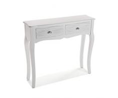 VERSA Avery Consolle ingresso, Tavolo Consolle, Tavolino Ingresso, Tavolo salotto, con 2 cassetti, Misure (A x L x l) 80 x 25 x 90 cm, Legno, Colore Bianco
