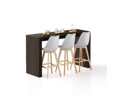 Mobili Fiver, Tavolo Alto Evolution 180x60, Noce Scuro, Made In Italy