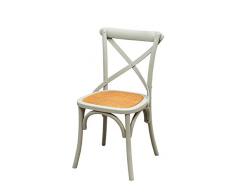 Biscottini Sedia Thonet in massello di Frassino e Seduta Rattan Finitura Grigio L48xPR52xH88 cm