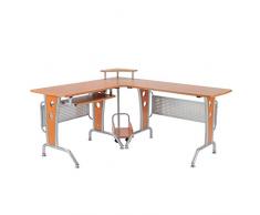 HOMCOM Scrivania ad Angolo per Computer scrivania da ufficio Tavolo PC in legno marrone