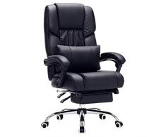 SONGMICS Poltrona Girevole con Poggiagambe Sedia Direzionale Ergonomica da Ufficio Studio Regolabile con Rotelle OBG71B
