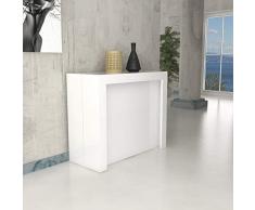 Ve.Ca. Tavolo consolle Marte con porta prolunghe, allungabile fino a 300 cm, in diverse finiture legno, arredo casa e cucina (Bianco lucido)