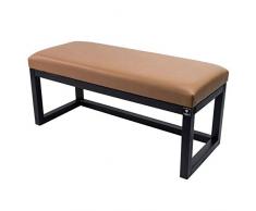 EMRA WOOD by M-DEKO LPG-2 - Panchina imbottita in ecopelle marrone chiaro legno ontano nero fatto a mano (85 x 50 x 30 cm)