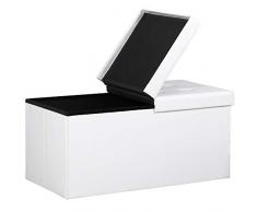 Deuba Cassapanca pieghevole con volume 100L contenitore panca 80x40x40 cm sgabello pouf box poggiapiedi ecopelle bianco