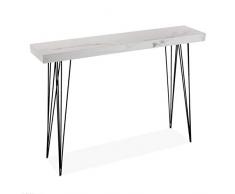 VERSA Dallas Consolle ingresso, Tavolo Consolle, Tavolino Ingresso, Tavolo salotto, Mobile ingresso, Misure (A x L x l) 80 x 25 x 110 cm, Legno e metallo, Colore Grigio e bianco