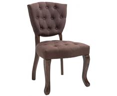 CLP Sedia Pranzo Vintage Elysa in Tessuto I Poltroncina rétro Design Chesterfield con Telaio in Legno di caucciù, Colore:Marrone, Colore della Cornice:Antico Scuro