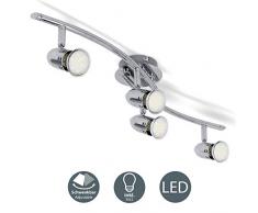 Faretti LED da soffitto orientabili, Plafoniera LED, include 4 lampadine GU10 da 3W 250Lm, luce calda 3000K, lampadario moderno in metallo cromato per cucina o camera da letto, 230V, IP20
