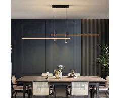 Lampada a Sospensione A LED Regolabile Per Tavolo Da Pranzo,Lampadario A LED Lineare Con Faretti,Illuminazione A Sospensione A LED Dimmerabile Moderna Per Isola Della Cucina-Nero 90cm/35inch,gz8aq-00