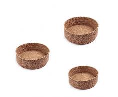 Melchior 1 Set/3 Pz Tessitura Snack Scatola di Immagazzinaggio Cestini di Immagazzinaggio Fatti un Mano di Vimini Tavolo Rotonda Scatola di Vimini Casa Articoli Vari A