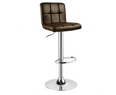 WOLTU 9106-1 Sgabello da Bar Sedia Alta con Schienale Quadrato Poggiapiedi Similpelle Cromato Altezza Regolabile Girevole per Cucina Ristorante Moderno 1 Pezzo Marrone