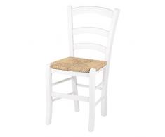 Totò Piccinni Ordine Minimo 2pz, Sedia paesana Venezia in Legno di faggio, ALTISSIMA QUALITA, Robusta, già montata (Bianco Laccato, Seduta Paglia)