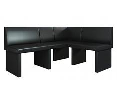 Vladon Dallas - Panca angolare in similpelle imbottita, 170 x 81,5 x 129 cm, colore nero