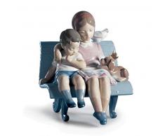 LLADRÓ Figurina Bimbi Sulla Panchina. Figurina Bambini di Porcellana.