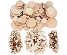 JNCH 200pz Legno Fette Grezzo Naturale Dischi Decorativi Abbellimenti Decorazione per Matrimonio Natale Tavolo Scrapbooking Artigianato Fai da Te Stelle Cuore Farfalla Rotondo (6mm - 50mm)