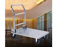 CTO Carrello di trasporto pieghevole Carrello a pianale per carrelli di servizio, Acciaio inossidabile, Foro antiscivolo, Trasportatore lavoro hotel/aeroporto, Spintore bagagli
