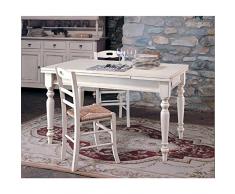 Bagno Italia Tavolo in Legno massello di pioppo 160x85 allungabile Arte povera Bianco I