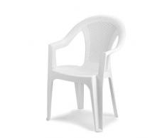 Sedia impilabile Sedia in rattan sguardo giardino Poltrona da giardino balcone plastica mobili mobili da giardino - Bianco