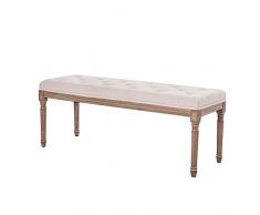 XRHOM Panchina con seduta imbottita in legno di gomma, per soggiorno, cassapanche, corridoio, guardaroba e camera da letto, beige, 120 x 40 x 46 cm