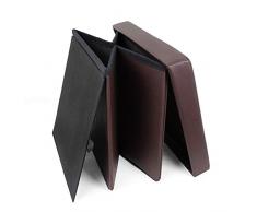 Todeco - Panca Pieghevole in Pelle, Ottomana Pieghevole per Conservare - Carico Massimo: 150 kg - Materiale: Finta Pelle - Ecopelle e Finiture Cucite, 38 x 38 x 38 cm, Marrone