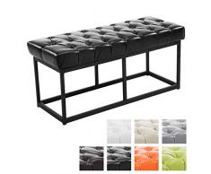 CLP Panca Design Chesterfield Amun in Metallo Nero Opaco I Panchina Imbottita Trapuntata in Similpelle I Panca Ingresso, Colore:Nero, Dimensione:100 cm